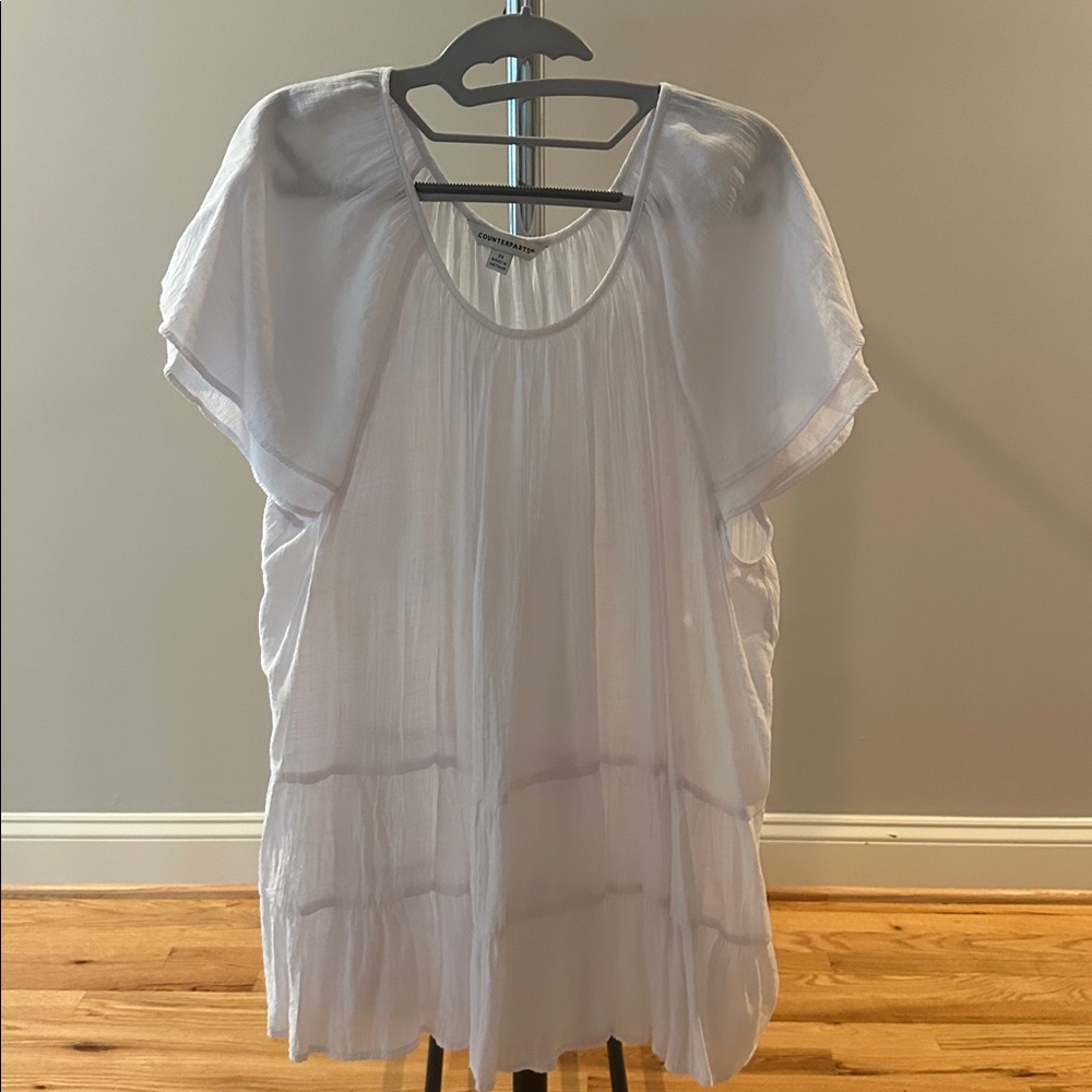 Counterparts 2X White Blouse